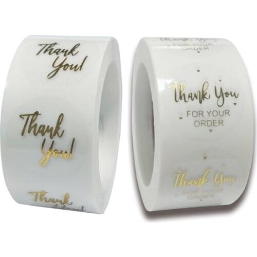 500pcs Labels 1inch Clear Gold Foil Thank You Stickers For Wedding Pretty Gift Cards Envelope Sealing Label Stickers