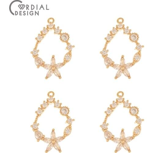 Cordial Design 50Pcs 17*26MM Jewelry Accessories/CZ Pendant/Earrings Making/Jewelry Findings & Components/Hand Made/DIY Charms