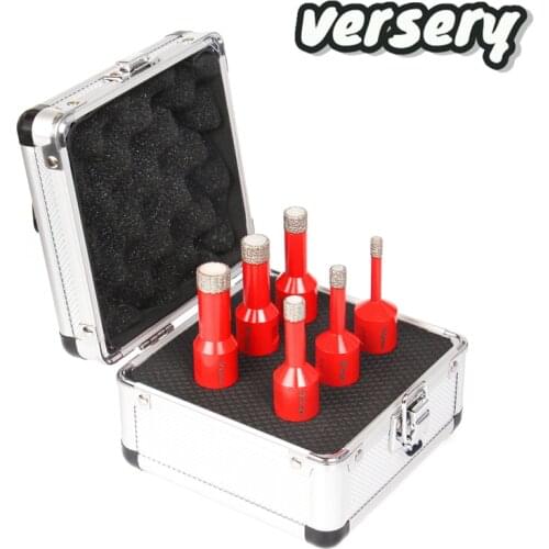 Free Shipping 6PCS/SET 6/8/10/12/14/16mm M14 Thread Dry Vacuum Brazed Diamond Drilling Core Bit Marble Ceramic Tile Hole Saw Kit