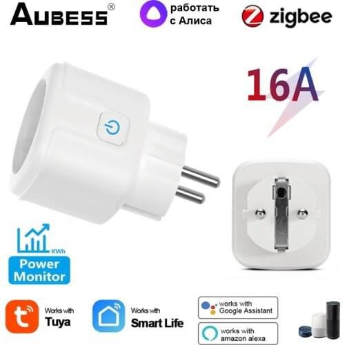 15A Tuya Smart Home ZigBee Switch Plug EU Mobile APP Timing Voice Control Wireless Socket Compatible With Alexa Google Home