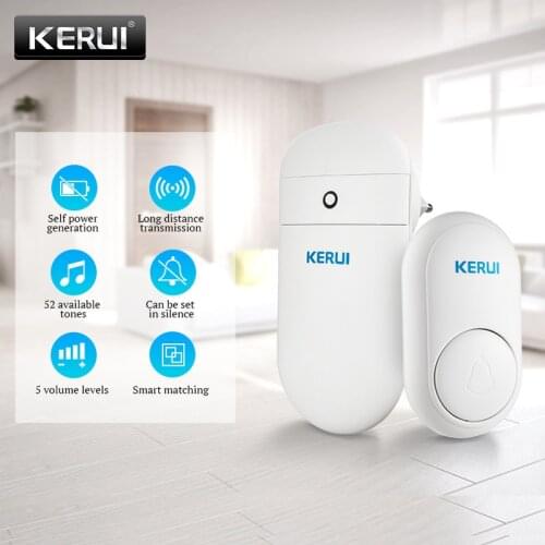 KERUI M518 Home Welcome Chime Doorbell Wireless Smart Ring Doorbell Self-generation No battery Button 52 Songs Optional