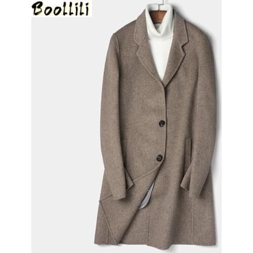 Boollili Double-sided Wool Coat Men Long Jacket Korean Overcoat Mens Coats and Jackets Casual Abrigo Hombre