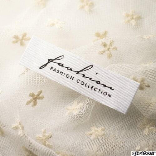 DH003 custom logo brand name woven clothing labels tags customized clothes garment etiquetas main label tag for clothing labels