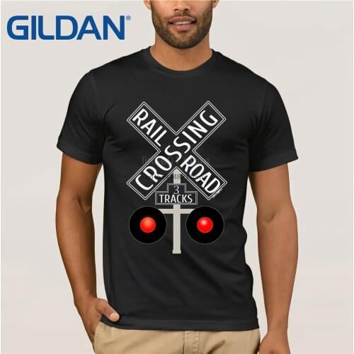 Train Railroad Crossing Lights 3 tracks road sign T-shirt T-shirt