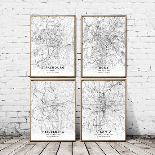 Countries Latitude Longitude Map Home Decor Wall Art Canvas Painting Print Posters Modular Picture Cuadros For Bedroom No Frame