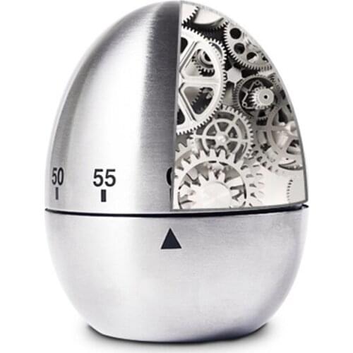 Mechanical Stainless Steel Egg-Shaped Kitchen Precise Time Cooking Dishes Gadget Timer 60 Minutes Manual Timer