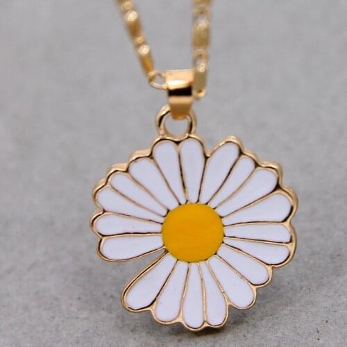 Fashon plant Jewelry Necklace Style Single Chain With White Chrysanthemum Pendant Necklace For Women Jewelry Necklace