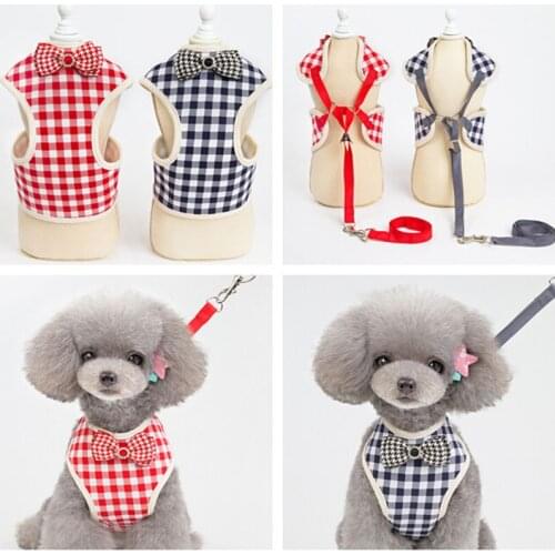 Dog clothes spring and summer dog pet chest back large grid