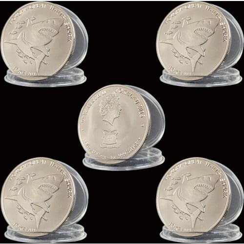 5PCS 2015 Mokoha-Great White Shark Elizabeth II Commemorative Silver Coins Collectibles Gifts