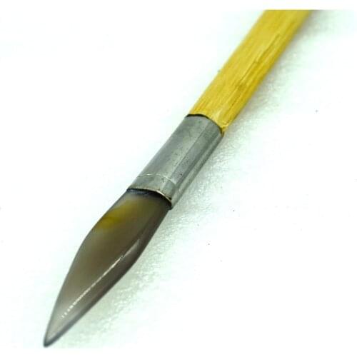 Sword Shape Agate Burnisher Polishing Knife With Bamboo Handle Jewelry Making Tools