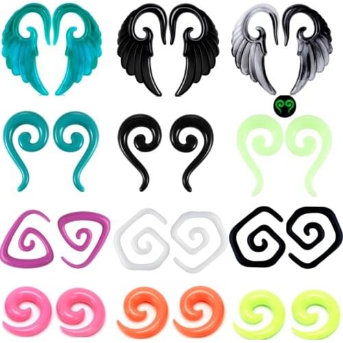 1Pair Acrylic Spiral Ear Taper Gauge Plugs Snail Wings Ear Stretchers Plugs And Tunnels Piercing Oreja Dilataciones Body Jewelry