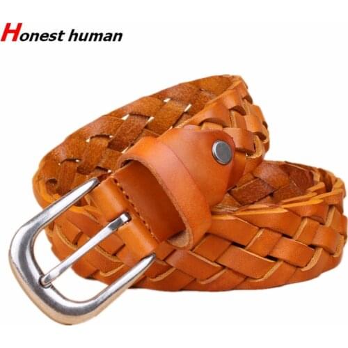 Designer Luxury Genuine Leather Belts For Women Men High Quality Braided Belt Hand Woven Cowhide Pin Buckle Jeans Casual Strap