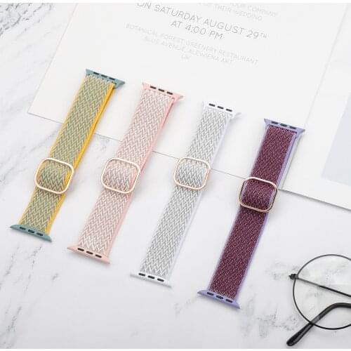 Scrunchie Strap for Apple Watch Band 44/40mm 38/42mm Adjustable Elastic Nylon Solo Loop Bracelet for iWatch 6SE 5 4 3 2 1 Correa