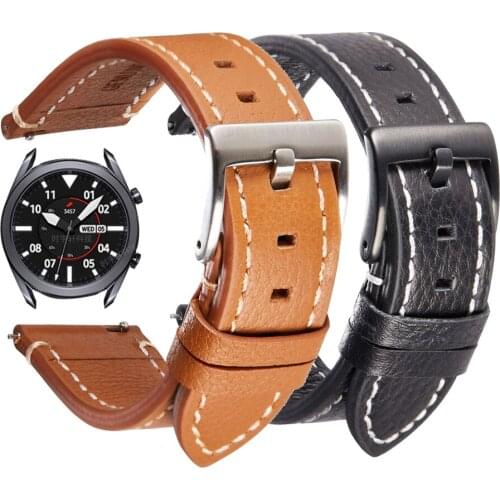 Genuine Leather Watch Strap 20MM 22MM For Samsung Galaxy Watch 42 46mm S2/3 Sport Watch3 41mm 45mm Active 3 2 40mm 44mm Band