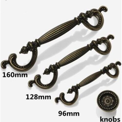 96mm vintage Kitchen Cabinet Handle Bronze Wine Cabinet Pull Antique brass Drawer Dresser Wardrobe Furniture door Handle 128mm