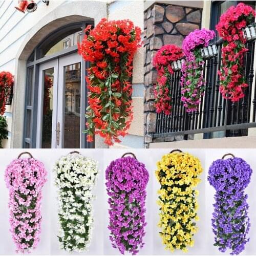 DIY Artificial Silk Violet Ivy Hang Flower For Garland Wall Hanging Plant Wedding Home Party Balcony Decor Artificial Flower