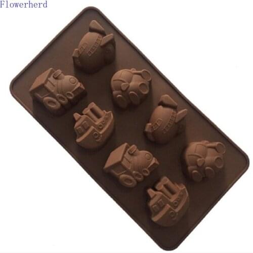 Silicone 8 Holes Chocolate Mold Cars, Ships, Planes, Trains, DIY Cake Decorating Ice Trays Fondant Cake Candy Mold Pastry Tools