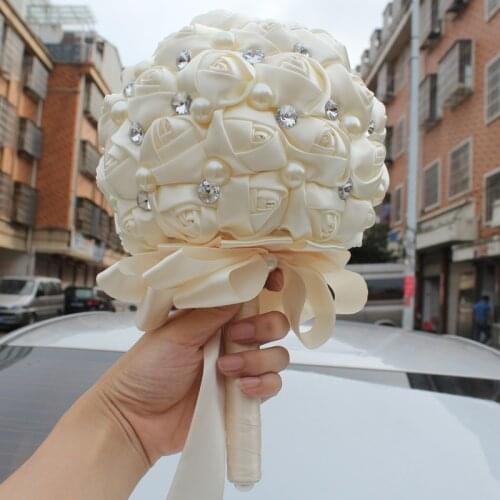 Hand Bouquet Wedding Ball Hand Bouquet Milk White Wedding Ball Wedding Bouquet Beaded Bridal Bouquets 19 cm