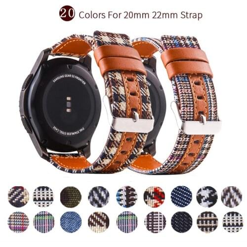 Fabric Leather Strap for Samsung Active 2 3 41/45mm Galaxy Watch Band S3 S2 42/46mm Bracelet Gear Sport 20mm 22mm Belt Wristband