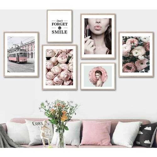 Trolleybus Flower Rose Fashion Building Wall Art Canvas Painting Nordic Posters And Prints Wall Pictures For Living Room Decor
