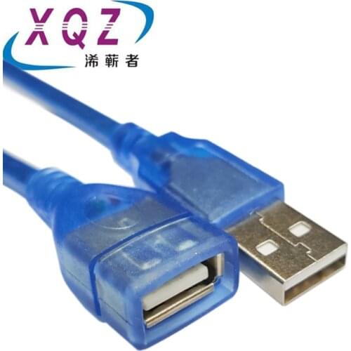 USB extension cable USB2.0 male to female AM/AF transparent blue double shield 0.3M0.5M1.5M3M5M