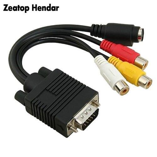 VGA to 3 RCA D-Sub VGA SVGA to S-Video 3 RCA TV AV Converter Cable Adapter M/F Connector