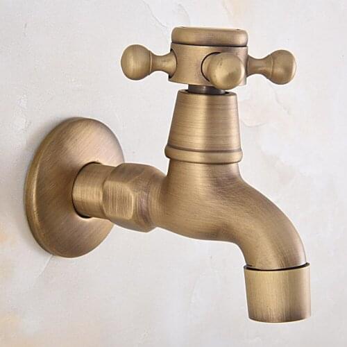 Vintage Retro Antique Brass Wall Mounted Cross Handle Mop Pool Outdoor Garden Faucet Laundry Sink Water Tap Dav321