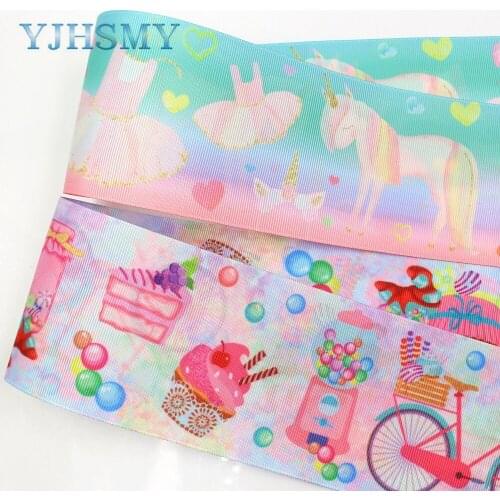 YJHSMY,G-18816-974,75 mm 5 Yard Double sided Cartoon Ribbons Thermal transfer Printed grosgrain Wedding Accessories DIY material