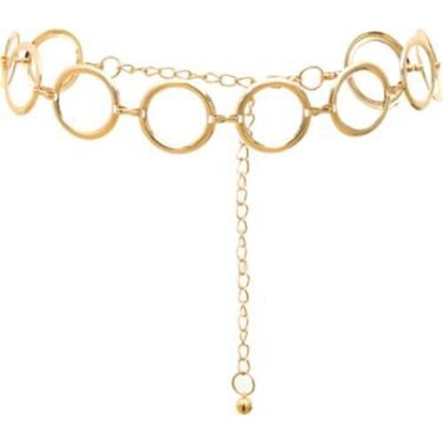 Ladies Fashion Geometric Long Belly Waist Chain For Women Personality Dress Metal Belt Female Gold Ring Chain Belt Accessories