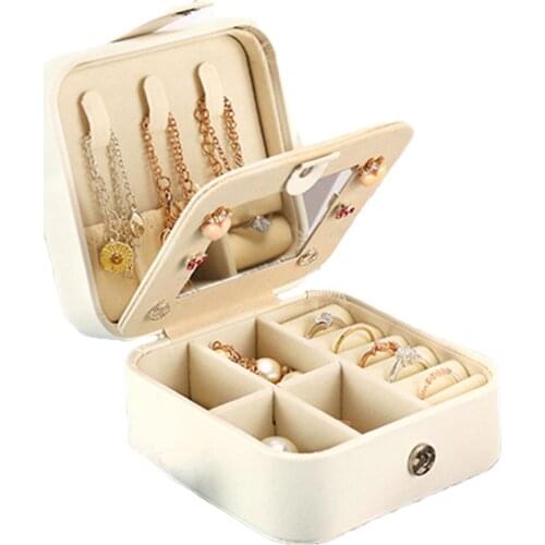 Ladies PU Leather Jewelry Box Large Capacity Earrings Ring Jewelry Packaging Necklace Bracelet Square Jewelry Carrying Cases