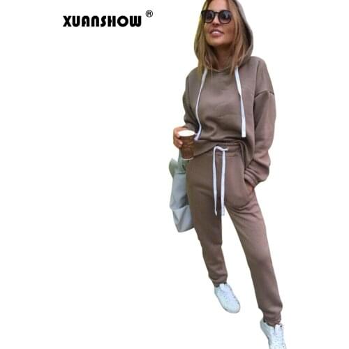 XUANSHOW 2020 Fashion Women Tracksuit Autumn Winter Irregular Hoodies+Long Pants 2 Piece Set Outfits Conjunto Moleton Feminino