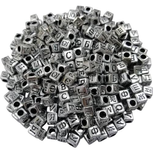 100 Square Flat Beads Acrylic Beads Russian Letters DIY Handmade Necklace Bracelet Couple Memorial