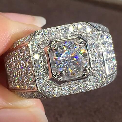 10K Au417 White Gold Men Ring Moissanite Diamonds 1 2 3 4 5 Carat Round Square Luxury Wedding Party Engagement Anniversary Ring