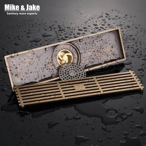 20cm*8/30cm*8 Brass Deodorant Shower floor Drain Art Carved Cover Waste Drainer Ancient bathroom floor shower room drains