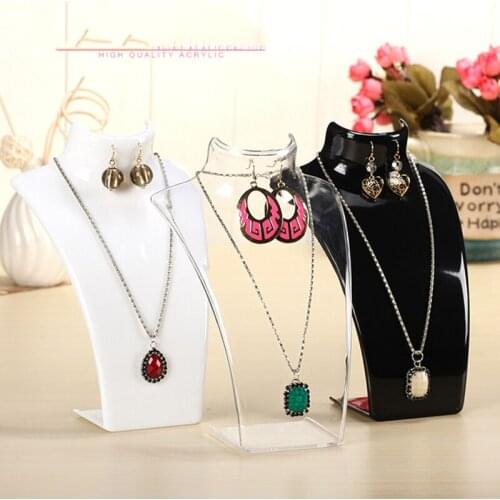 3 Colors Acrylic Mannequin Necklace Jewelry Pendant Display Bust Holder Stand Show Rack