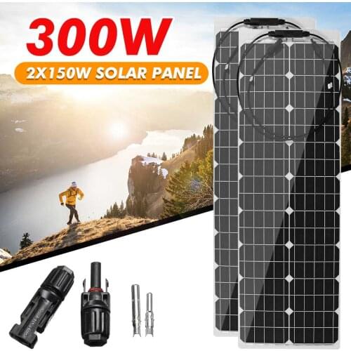 300W/150W 18V Solar Panel Semi-flexible Monocrystalline Solar Cell Battery Charger Home System Kit for Outdoor Car Electricity