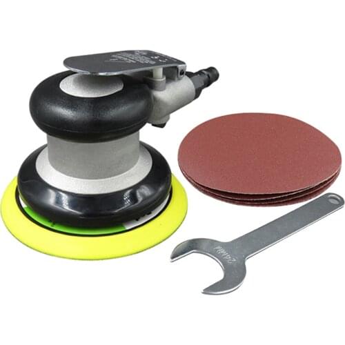5inch Round Air Palm Orbital Sander Random Hand Sanding Polishing Pneumatic with 5pcs Sandpaper