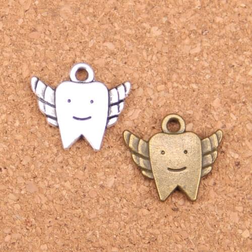 12pcs Charms tooth fairy teeth 20x18mm Antique Pendants,Vintage Tibetan Silver Jewelry,DIY for bracelet necklace