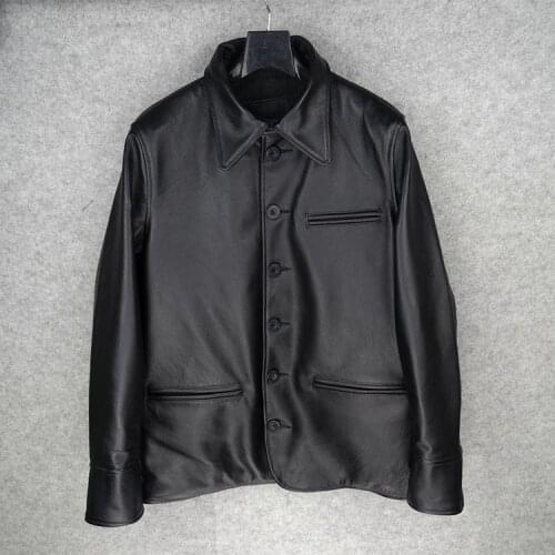 Free shipping.Brand new classic mens cowhide Jackets,quality men thick genuine Leather jacket.sales casual warm long coat