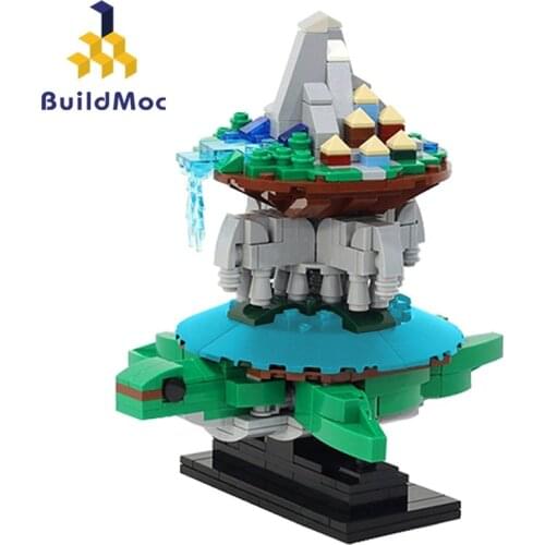 Buildmoc Creator Expert Discworld World Turtle Great A'Tuin Tower Rotating Kinetic Sculpture Building Blocks Education Kid Toys