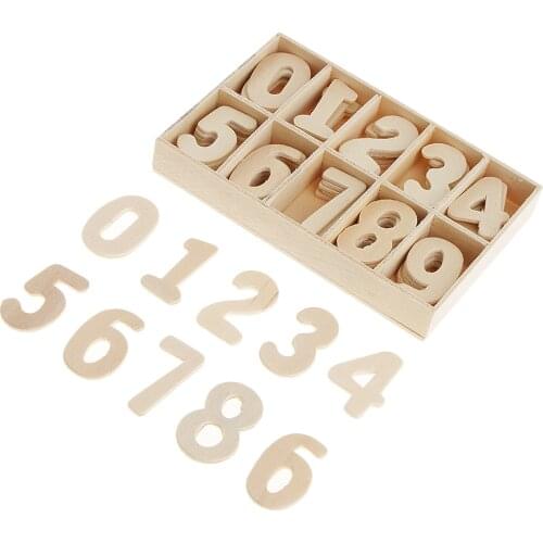 60Pcs Totally Wooden Numbers Wood Embellishments Wooden Numbers for Arts Crafts DIY Decoration Displays