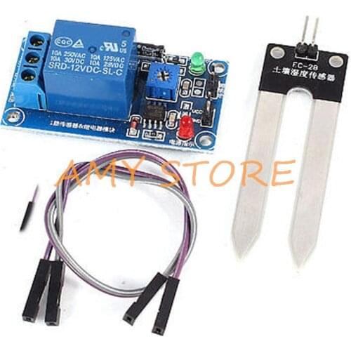 DC12V 1 Channel Red and Green LED Light Soil Moisture Sensor + Relay Module