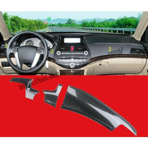 For Honda Accord 2008 2009 2010 2011 2012 Carbon Fiber Interior Co-Pilot Decorative Panel 3pcs