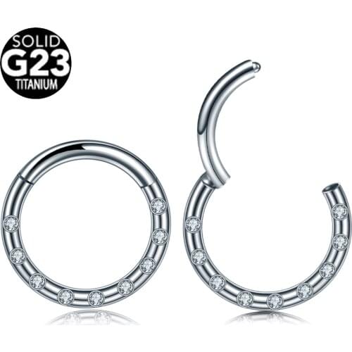 1Pc G23 Titanium Hinged Septum Clicker Segment Nose Ring Lip Ear Cartilage Ear Helix Piercing Nose Hoops Body Piercing Jewelry