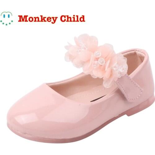Girls Leather Shoes 2021 Flower Crystal Mary Janes Shoes For Baby White Girls Wedding Shoes Kids Flats Dance Shoes beautiful
