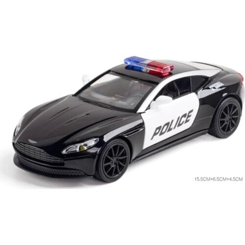 Hot 1:32 scale wheel diecast police Super sport car Aston DB11 AMR Martin metal model light and sound pull back vehicle toy