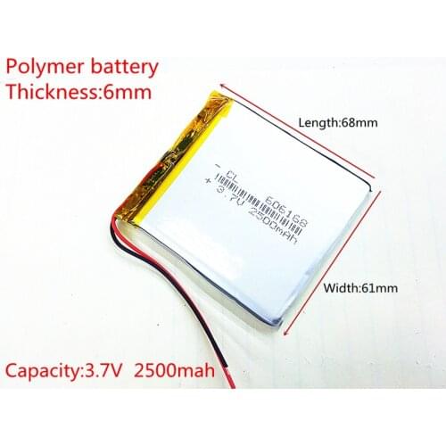 606168 3.7V 2500mAh 606070 Lithium Polymer Li-Po li ion Rechargeable Battery cells For Mp3 MP4 MP5 GPS PSP mobile bluetooth