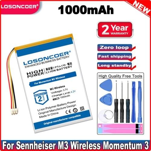 LOSONCOER 1000mAh Headset Battery For Sennheiser Momentum 3 Wireless M3 Wireless M3AEBT MOMENTUM True Wireless AHB702535PCT-01