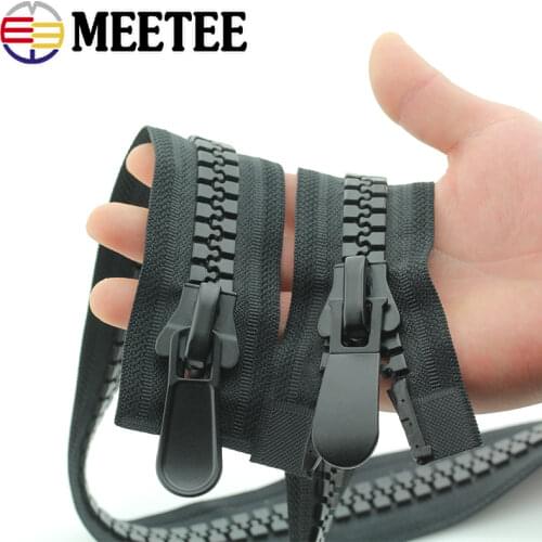Meetee 20# Extra Large Resin Zipper Double & Single Slider Open-End Zippers for Sewing Down Jacket Tent Coat Garment Accessories