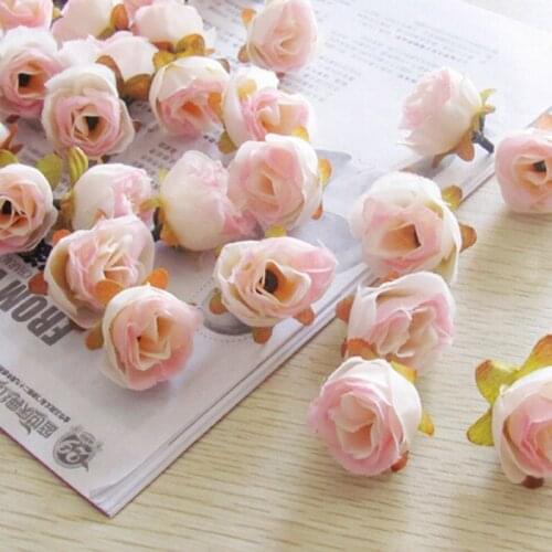 10pcs Mini Tea Rose Diy Craft Rose Flower Silk Flowers Artificial Flowers Heads Plants For Home Wedding Xmas Party Decoration
